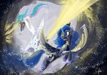  2016 absurd_res attack battle beam castle cloud crystal_empire equine female friendship_is_magic hi_res horn magic mammal my_little_pony princess_celestia_(mlp) princess_luna_(mlp) silfoe snow speedpaint winged_unicorn wings 