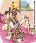  2007 anthro bed butt cowgirl_position coyotek feline female geno hair hi_res male male/female mammal on_top penis sex traditional_media_(artwork) 