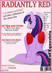  2016 absurd_res anthro anthrofied breasts broken_horn butt collar cover english_text equine fall_of_equestria female friendship_is_magic hi_res horn looking_at_viewer looking_back magazine_cover mammal my_little_pony nude sitting solo text theshadowstone twilight_sparkle_(mlp) winged_unicorn wings 
