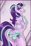  butt clothing cutie_mark equine female feral friendship_is_magic fur-what-loo hair hi_res horn long_hair looking_at_viewer mammal multicolored_hair my_little_pony pinup pose seductive solo starlight_glimmer_(mlp) swimsuit two_tone_hair unicorn 
