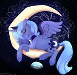  2016 animated blue_feathers blue_fur blue_hair crown crying cutie_mark electriczebra equine equum_amici feathered_wings feathers female feral flower friendship_is_magic fur hair horn jewelry mammal moon my_little_pony necklace planet plant princess_luna_(mlp) sad sky solo space spread_wings star tears winged_unicorn wings 