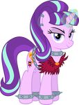  absurd_res alpha_channel chain clothing collar cutie_mark ear_piercing equine female feral friendship_is_magic hair hi_res horn long_hair magic_glow mammal multicolored_hair my_little_pony osipush_(artist) piercing simple_background solo spiked_collar starlight_glimmer_(mlp) text transparent_background two_tone_hair unicorn 