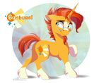  2016 cutie_mark dennyvixen equine eyewear facial_hair glasses hair horn male mammal my_little_pony orange_hair solo sunburst_(mlp) unicorn 