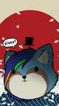  blush canine chibi disembodied_head fur geno28_(artist) hair hat hi_res humor male mammal speech_bubble tanuki zaffre 