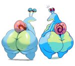  2018 anthro anthrofied big_butt butt duo gary_(spongebob_squarepants) gastropod hi_res huge_butt looking_back male mollusk nickelodeon nondelismell simple_background snail spongebob_squarepants sssonic2 standing white_background 