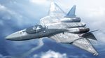  ace_combat aircraft airplane artist_name camouflage cloud commentary_request dated day digital_camouflage emblem fighter_jet flying isaf jet machinery military military_vehicle outdoors pilot real_life realistic signature su-57 zephyr164 