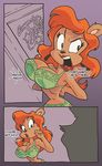 2016 anthro bear big_breasts billybaphomet bra breasts cleavage clothed clothing comic english_text female julie_bruin mammal text tiny_toon_adventures underwear undressing warner_brothers 