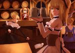  barrel blonde_hair breasts cleavage epaulettes fate/apocrypha fate/extra fate/stay_night fate/unlimited_codes fate_(series) green_eyes jeanne_d'arc_(fate) jeanne_d'arc_(fate)_(all) kwi_(kawaiin) long_hair maid medium_breasts mop multiple_girls nero_claudius_(fate) nero_claudius_(fate)_(all) ponytail saber saber_alter saber_lily tray twintails 