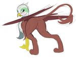  2016 absurd_res animal_genitalia avian bird blush butt clothing diction feathered_wings feathers female friendship_is_magic fur greta_(mlp) gryphon hi_res looking_at_viewer looking_back mammal my_little_pony open_mouth pussy scarf solo wings 