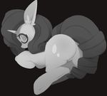  black_and_white butt equine female friendship_is_magic horn looking_back mammal menotstupid monochrome my_little_pony rarity_(mlp) solo unicorn 