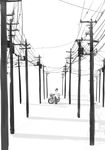  1girl androgynous artist_request hat hermes kino kino_no_tabi monochrome motorcycle power_lines short_hair solo tagme 