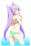  ass bikini fujiwara_yukino long_hair purple_hair red_eyes smile tag_force tagme twintails wink yu-gi-oh! 