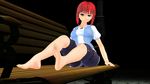  1girl 3d barefoot bench feet haremmate illusion_soft red_hair screenshot 