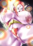  1girl anus areolae artist_request ass blush bouncing_breasts breasts censored dragon_ball dragon_ball_heroes dragon_ball_xenoverse female highres huge_breasts lactation long_hair milk nipples older pink_hair pink_skin pointy_ears pussy shiny shiny_skin solo spread_legs supreme_kai_of_time yellow_eyes 