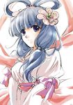  blue_eyes blue_hair drachenriese enothera flower hair_flower hair_ornament miscellaneous_oxymoron original solo touhou 