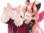  blue_eyes cat ehime_mikan furry long_hair open_mouth pink_hair 