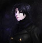  black_hair blue_eyes coat looking_at_viewer okai persona persona_2 scarf serious shaded_face short_hair solo yoshizaka_anna 