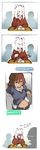  1other 4koma :q androgynous asriel_dreemurr blood blush brown_hair caribun cellphone closed_eyes clothes_lift collared_shirt comic desk english flirting frisk_(undertale) highres hood hoodie horns md5_mismatch monster_boy navel nosebleed older phone self_shot shirt spoilers stitched sweater text_messaging third-party_edit tongue tongue_out trolling unbuttoned undertale what_if 