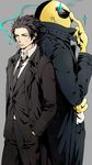  2boys ansatsu_kyoushitsu black_hair changye cigarette glasses interspecies karasuma_tadaomi koro-sensei male_focus multiple_boys necktie smoke student teacher 