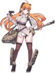  artist_request binoculars blue_eyes breasts cameltoe cannon cleavage full_body hand_on_hip jacket large_breasts long_hair looking_at_viewer m41_walker_bulldog_(personification) m41a1_bulldog_(panzer_waltz) mecha_musume official_art orange_hair panties panzer_waltz personification solo thighhighs transparent_background twintails underwear white_panties 