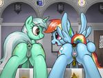  anatomically_correct anus edit feces friendship_is_magic lyra_heartstrings_(mlp) my_little_pony pooping_together pussy rainbow_dash_(mlp) scat selenophile 