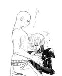  abs cum cum_in_mouth cum_on_body facial genos heart heart_eyes male_focus monochrome multiple_boys muscle nao(artist) one-punch_man saitama_(one-punch_man) white_background yaoi 