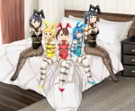  akamatsu_yui bdsm bed black_hair black_legwear blonde_hair blue_hair bondage bound brown_eyes brown_hair bunnysuit kise_sacchan kotoha_(mitsuboshi_colors) legwear mitsuboshi_colors 