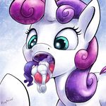  2016 butt dock duo equine female feral friendship_is_magic hair hooves horn macro mammal micro multicolored_hair my_little_pony open_mouth ponythroat purple_hair rarity_(mlp) sibling sisters sweetie_belle_(mlp) tongue tongue_out two_tone_hair underhoof unicorn vore 