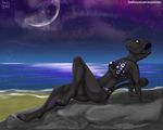  beach bikini black_fur clothing fan_character feline female fur mammal moon panther seaside skydog swimsuit yellow_eyes 