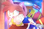  &lt;3 &lt;3_eyes amy_rose anthro black_nose clothing dress duo female gift gloves green_eyes hair headband hedgehog male mammal open_mouth pink_hair short_hair sonic_(series) sonic_the_hedgehog バイトン 