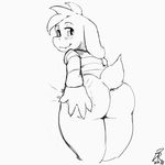  2016 animated anthro asriel_dreemurr blush bottomless butt byondrage caprine clothed clothing goat jiggle line_art long_ears looking_back male mammal monster signature simple_background smile solo undertale video_games 