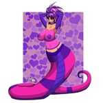  &lt;3 2016 abstract_background absurd_res alpha_channel areola big_breasts big_nipples breasts female hair hands_behind_head hi_res inverted_nipples lamia long_hair looking_at_viewer navel nipples okioppai pink_eyes pink_hair pink_skin purple_hair purple_nipples purple_skin reptile scalie smile snake solo standing stripes wide_hips 