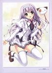  absurdres amaha_miu fumio_(ura_fmo) highres mashiroiro_symphony purple_hair ribbon school_uniform shoes solo thighhighs white_legwear zettai_ryouiki 