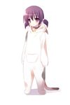 absurdres animal_costume bell bell_collar cat_costume child collar highres hood hood_down hoodie jingle_bell nana_mikoto original purple_eyes purple_hair short_twintails solo twintails 