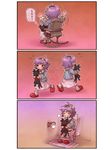  3koma :3 =_= blush cat cat_on_lap chair comic gradient gradient_background hairband heart just_as_planned kaenbyou_rin kaenbyou_rin_(cat) komeiji_satori on_lap purple_hair red_eyes ribbon rocking_chair sankuma short_hair slippers solid_circle_eyes third_eye toilet toilet_use touhou translated 