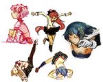  blonde_hair blue_hair cape dancing hair_ornament kaname_madoka magical_girl mahou_shoujo_madoka_magica mahou_shoujo_madoka_magica_movie miki_sayaka pink_hair ponytail red_hair sakura_kyoko sakura_kyouko school_uniform tomoe_mami twintails vividgrim 