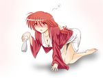  1girl breasts cleavage eitaisa kotohime long_hair red_eyes red_hair touhou touhou_(pc-98) 
