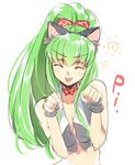  :3 :d ^_^ ^o^ alternate_hairstyle animal_ears bare_shoulders blush bow breasts c.c. cat_ears cleavage closed_eyes code_geass collarbone creayus eyebrows eyebrows_visible_through_hair fake_animal_ears fang fingerless_gloves gloves green_hair grey_gloves grey_vest hair_bow hairband long_hair medium_breasts midriff open_mouth paw_pose plaid plaid_bow ponytail pose red_bow sidelocks simple_background sketch sleeveless smile solo stomach sun teeth upper_body very_long_hair vest whiskers white_background 