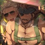  2boys abs bara big_boss blush kazuhira_miller male_focus metal_gear_solid metal_gear_solid_3 multiple_boys muscle naked_snake nipples pecs revolver_ocelot sweat yaoi ygyg2200 