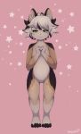  4_toes anthro canid canine canis corgi digital_media_(artwork) domestic_dog female fur hair kemono looking_at_viewer mammal nude ruura sadleen simple_background solo thigh_gap toes 