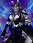  2016 anthro areola big_breasts black_nose blue_background breasts canine claws clothed clothing english_text female fenrir_lunaris fur grey_fur hair huge_breasts jewelry long_hair looking_at_viewer mammal necklace nipple_bulge pubes purple_hair pussy red_eyes sericyon_lunaris signature simple_background skimpy text translucent transparent_clothing tuft white_claws wide_hips wolf 
