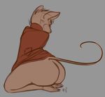  2015 anthro bottomless brown_fur butt clothed clothing female fralea fur grey_background kneeling looking_away mammal mouse mrs_brisby rear_view rodent simple_background solo the_secret_of_nimh 