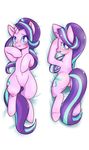  2016 blush butt cutie_mark dakimakura_design equine female feral friendship_is_magic hair horn long_hair looking_at_viewer lying mammal my_little_pony navel on_back on_front open_mouth renokim solo starlight_glimmer_(mlp) teeth unicorn 