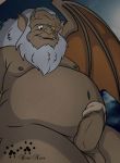  balls beard belly brienoir disney erection facial_hair gargoyle gargoyles hair hudson_(gargoyles) humanoid_penis male mature_male navel nipples not_furry penis scar solo white_hair wings 