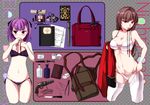  bag blush bra breasts brown_hair cleavage clothes_removed dagger downscaled fate/grand_order fate_(series) flat_chest florence_nightingale_(fate/grand_order) gun hair_ribbon handbag handgun helena_blavatsky_(fate/grand_order) lace lace-trimmed_bra lace-trimmed_panties lace-trimmed_thighhighs large_breasts lingerie long_hair looking_at_viewer looking_away md5_mismatch mouth_hold multiple_girls navel notebook panties pepper_box_revolver pistol purple_bra purple_eyes purple_hair purple_panties red_eyes resized ribbon ribbon_in_mouth shoulder_bag side-tie_panties teramoto_kaoru text_focus thighhighs underwear underwear_only weapon white_bra white_panties 