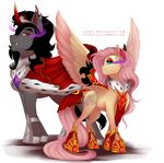  2016 absurd_res duo equine evehly female feral fluttershy_(mlp) friendship_is_magic hi_res horn king_sombra_(mlp) male mammal my_little_pony pegasus unicorn wings 