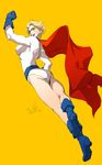  ass back blonde_hair boots dc_comics gloves grin highres nalubwin power_girl smile solo 