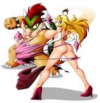  alpha_channel anthro areola big_breasts bowser breasts butt clothing duo erect_nipples female huge_breasts human koopa male mammal mario_bros nintendo nipples nude princess_peach scalie torn_clothing video_games witchking00 