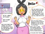  &lt;3 anthro basketgardevoir big_breasts black_hair blush breasts camera clothing english_text female hair live looking_at_viewer nintendo open_mouth pink_tail pok&eacute;mon red_eyes red_skin skirt smile tepig text video_games yellow_eyes 
