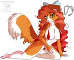  anthro big_breasts bikini bow breasts canine clothing collie dog female kneeling looking_at_viewer mammal raised_tail ribbons singingbirdstudio solo swimsuit 